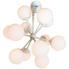 White Twelve-Arm Sputnik Light Fixture for Luminaire