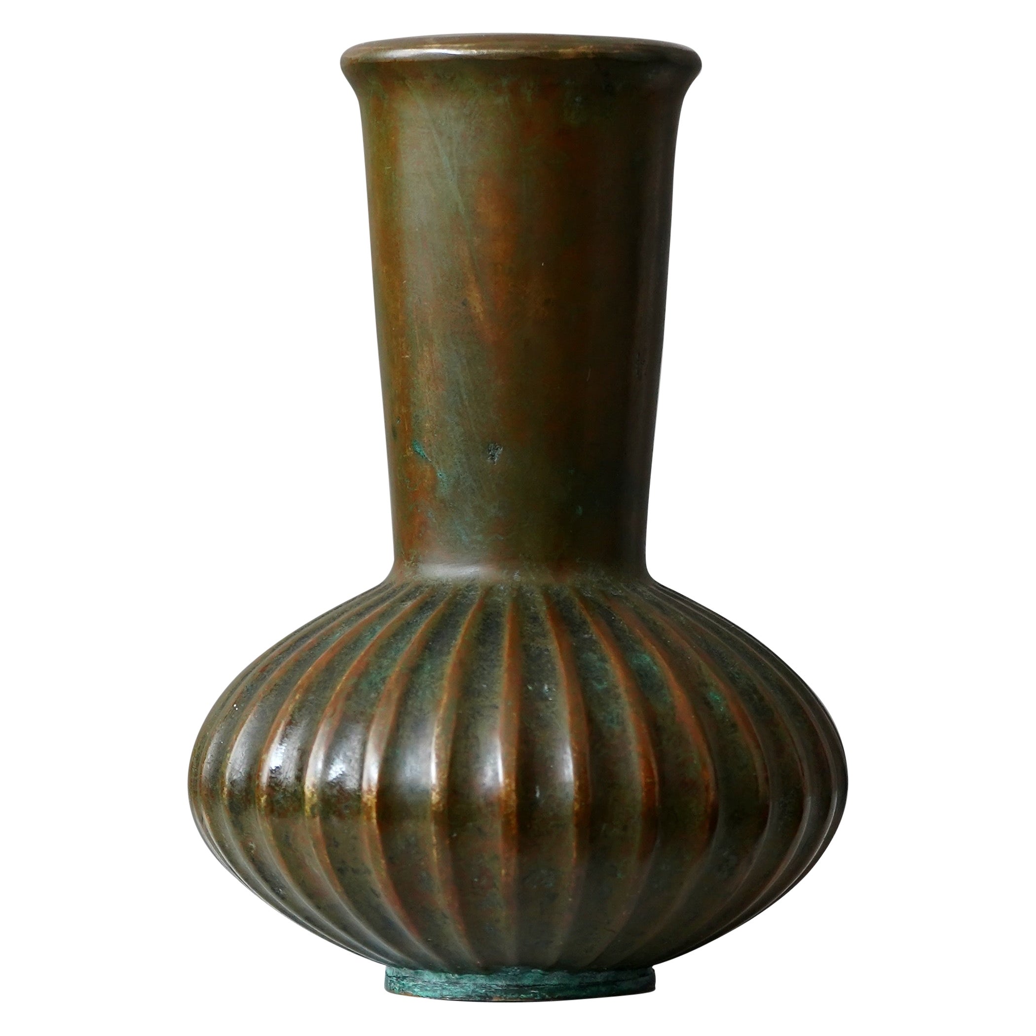 Vaso Art Deco in bronzo di Sune Backstrom, Svezia, anni '20