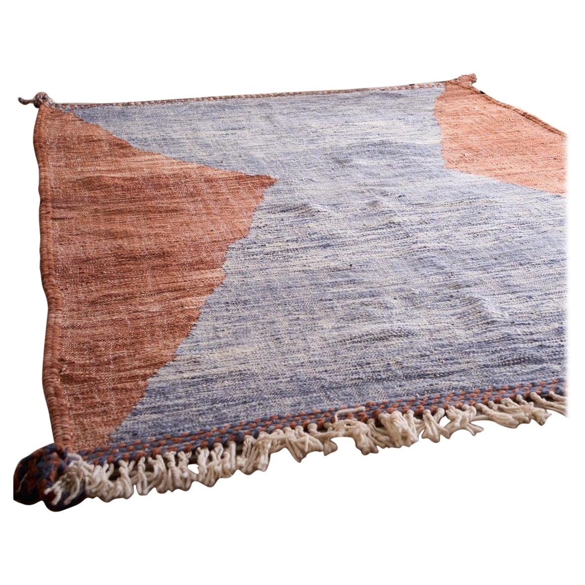 Genuine handgewebte marokkanische Teppiche – rot, grau, Sanduhr-Glas im Angebot