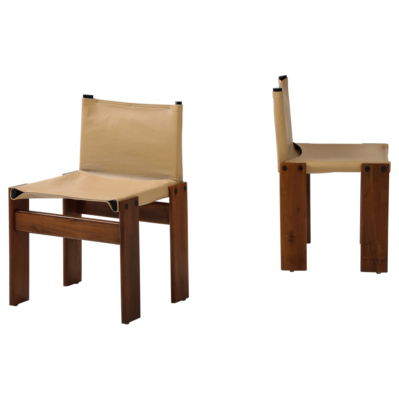 Afra and Tobia Scarpa Pair of 'Monk' Chairs for Molteni, Italy, circa 1974  For Sale