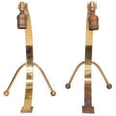 Pair of Midcentury Arc Table Lamps in Brass