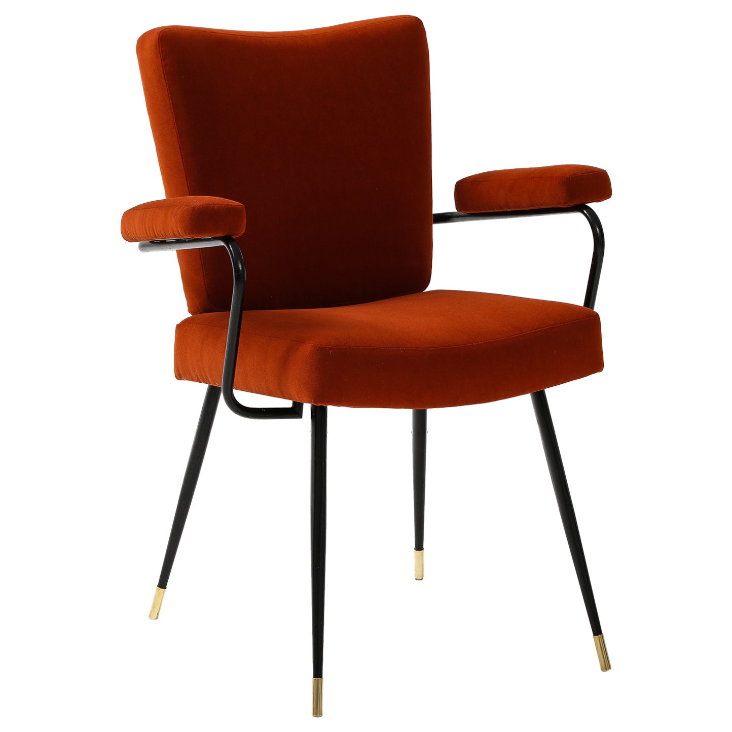 Gastone Rinaldi Velvet and Lacquered Metal Armchair for Rima, Italy, circa 1955  For Sale