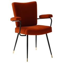 Used Gastone Rinaldi Velvet and Lacquered Metal Armchair for Rima, Italy, circa 1955 