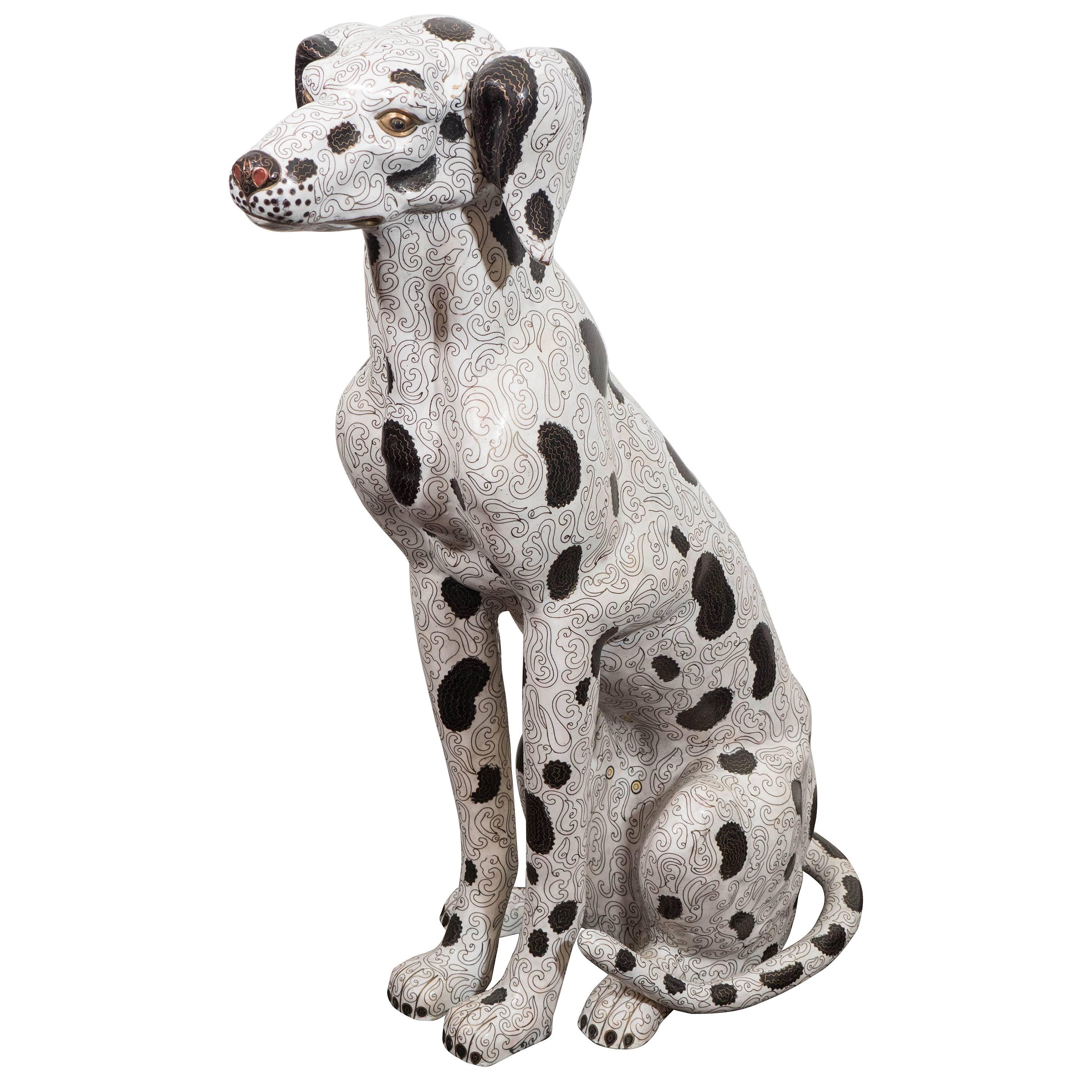 Chinese Cloisonne Dalmatian Dog Statue