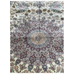 Très beau tapis persan en soie Qum 11,1' x 14,8'