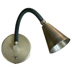 Meander Single Sconce with Leather Wrapped Flexible Arm  - Plug In Version