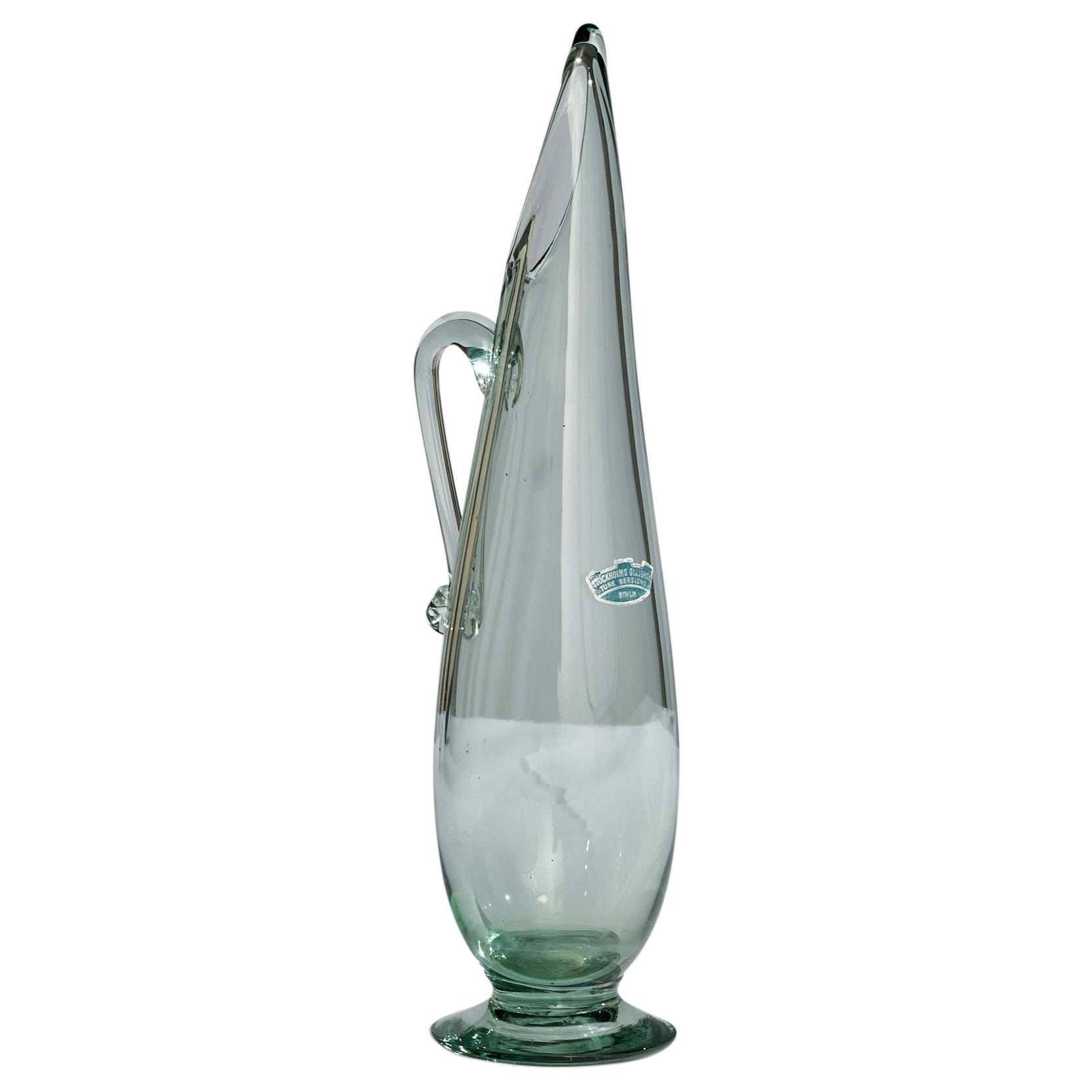 Ture Berglund, Small Pitcher, Glass, Sweden, 1940s For Sale