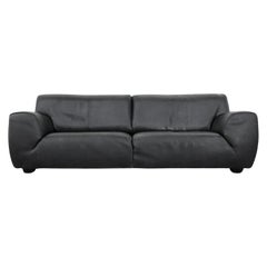 Mid-Century Molinari "Fat Boy" Black Leather Sofa