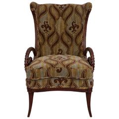 Mid-Century Grosfeld House Mahogany Armchair with William Morris Fabric 4