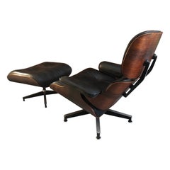 Magnificent Rare Brazilian Rosewood Eames Lounge Chair and Ottoman Mid-Century
