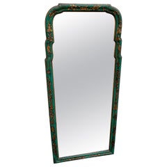 Vintage Hand Painted Green Chinoiserie Mirror