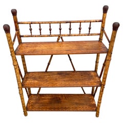 Small Antique Bamboo Three Tier Shelf