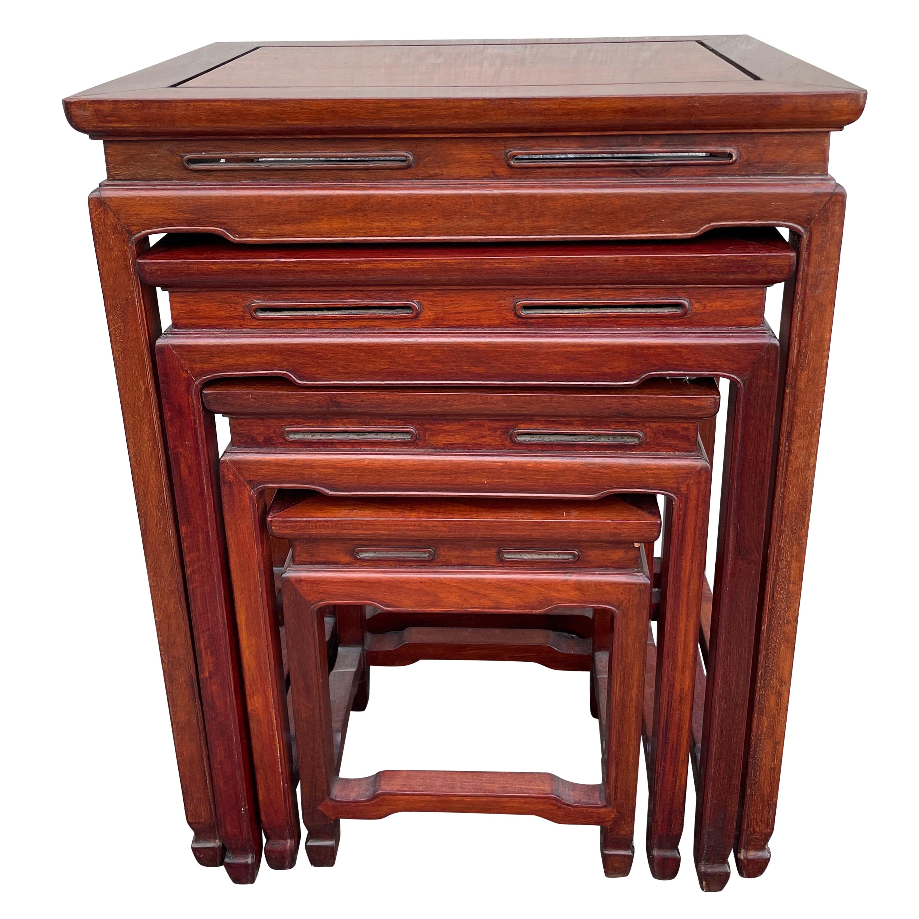 Set of Vintage Rosewood Ming Dynasty Style Nesting Tables For Sale