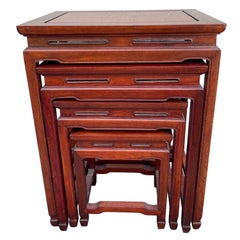 Set of Vintage Rosewood Ming Dynasty Style Nesting Tables