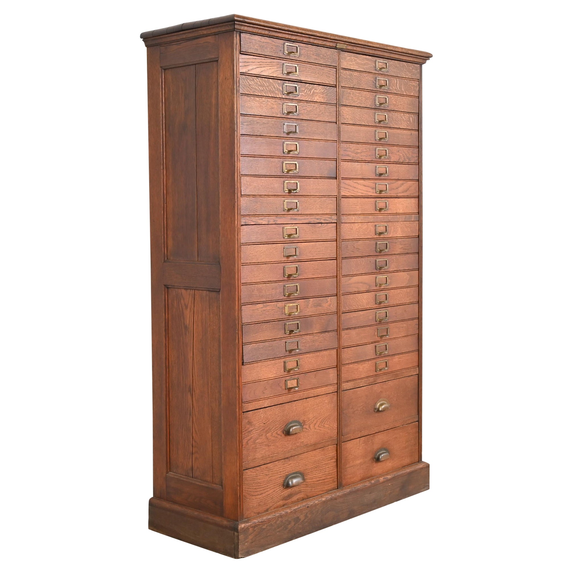 Antique Arts & Crafts Oak 40-Drawer File Cabinet or Chest of Drawers, Circa 1900 For Sale