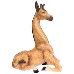 Midcentury Italian Ceramic Giraffe Sculpture