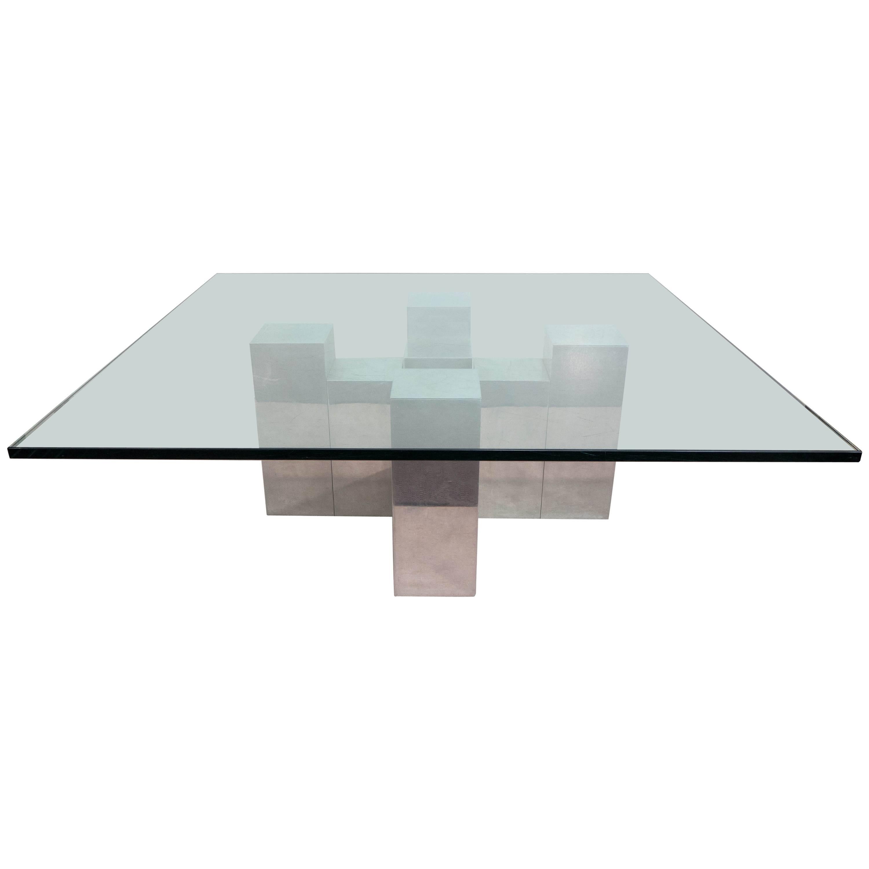 Modernist Glass Top Coffee Table in the Manner of Paul Evans