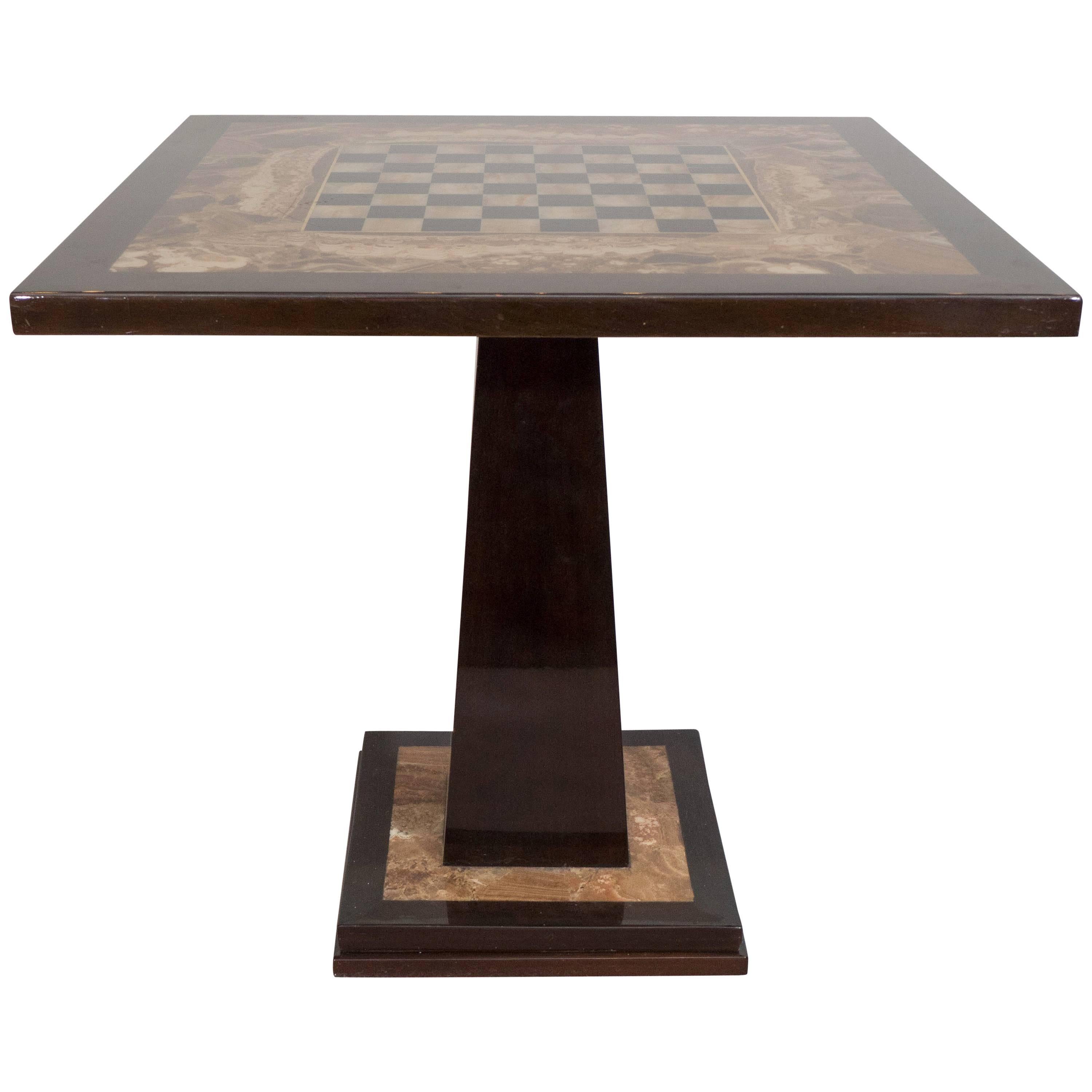 Mid-Century Onyx and Resin Chess Table by Muller of Mexico