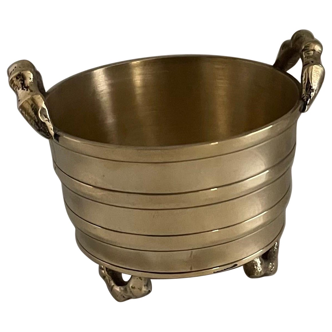 Chinese Miniature Polished Brass Bamboo Pot For Sale