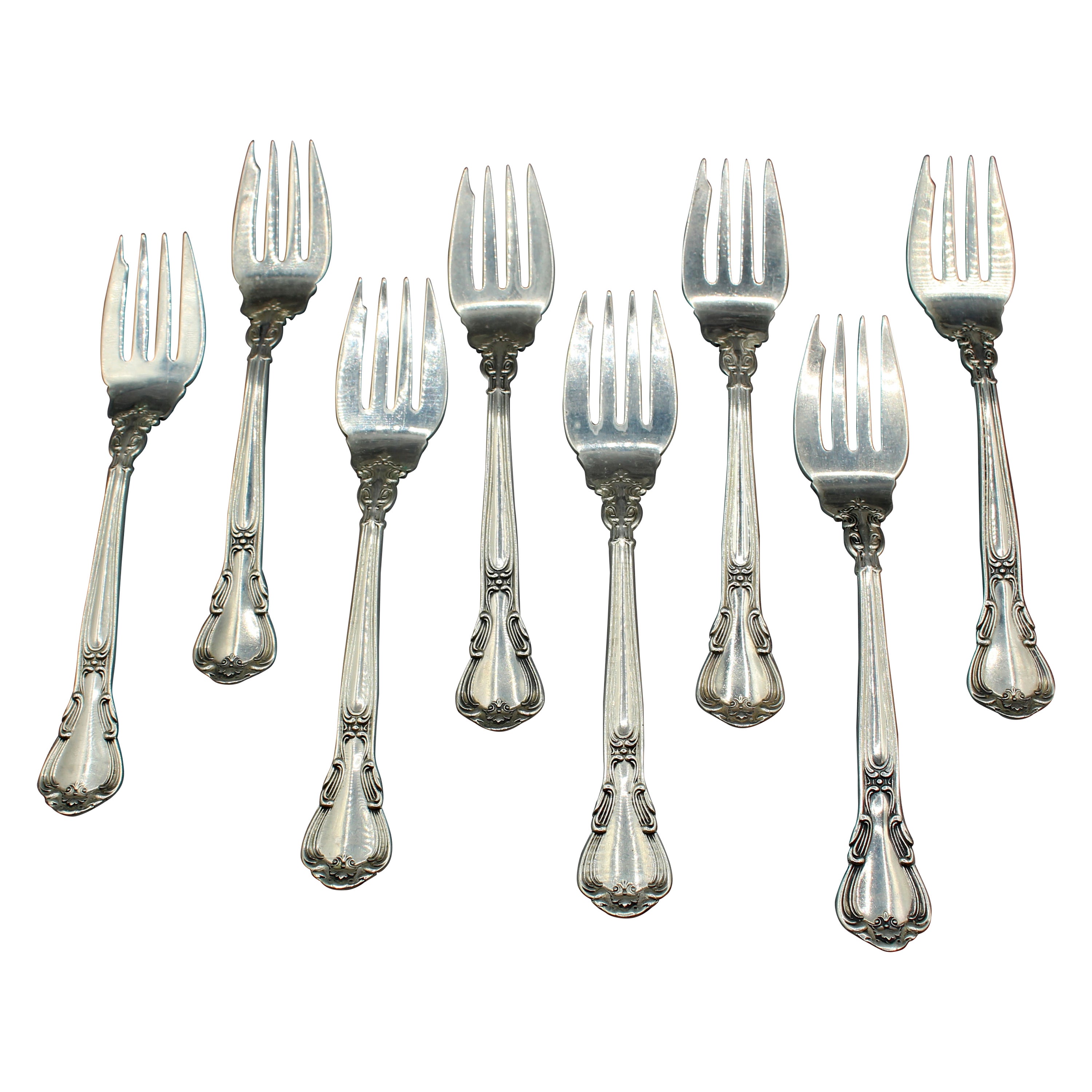 Set of 8 Chantilly Sterling Silver Salad or Dessert Forks by Gorham For Sale