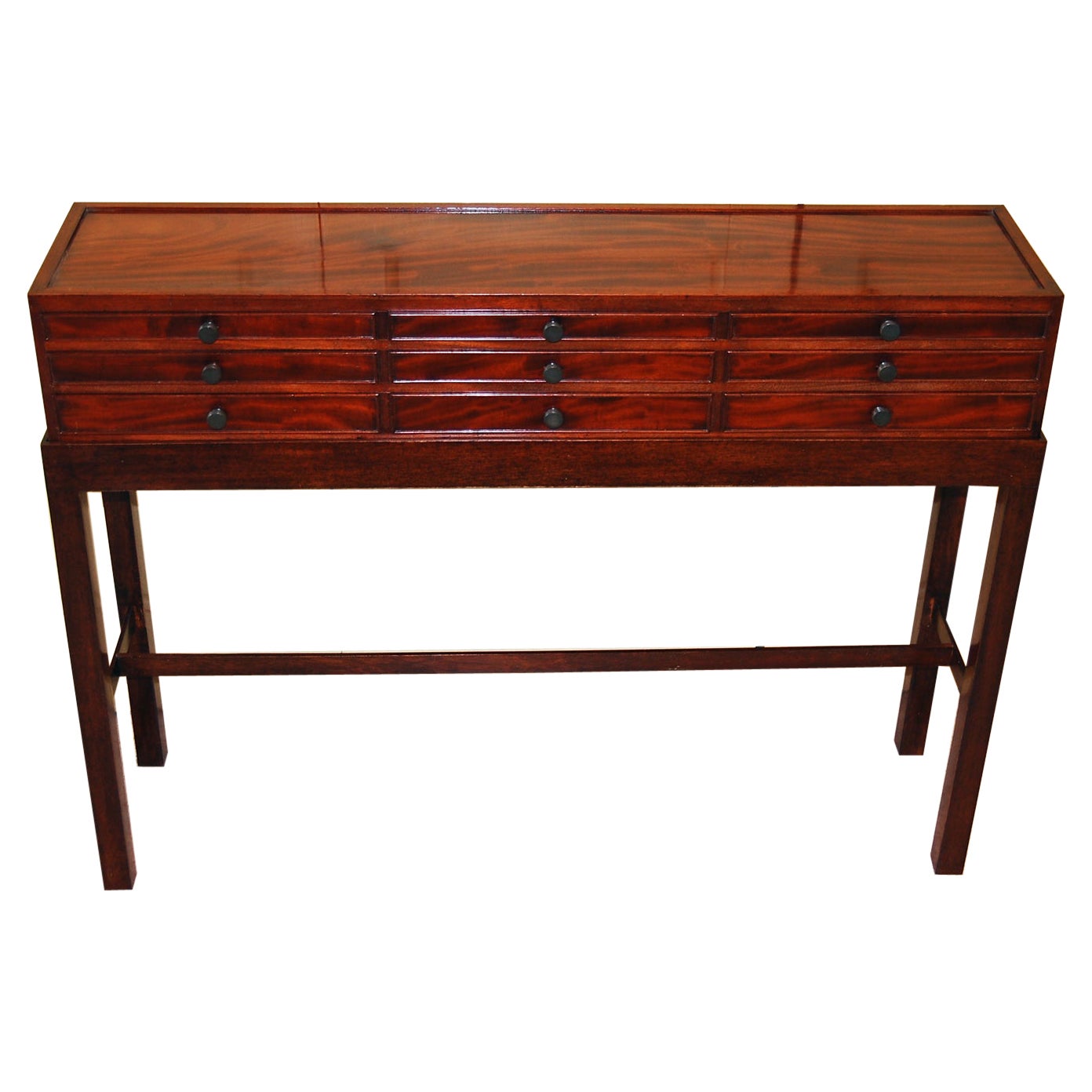 English Regency Mahogany Collectors Drawers now on Custom Built Mahogany Stand For Sale