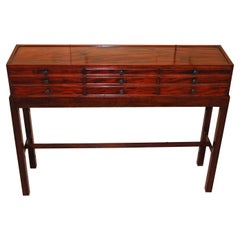 Antique English Regency Mahogany Collectors Drawers now on Custom Built Mahogany Stand