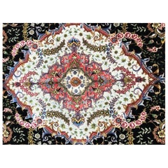 Très beau tapis persan Tabriz en laine et soie de 7' x 10'