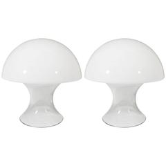 Pair of Vistosi Mushroom Lamps in Murano Glass