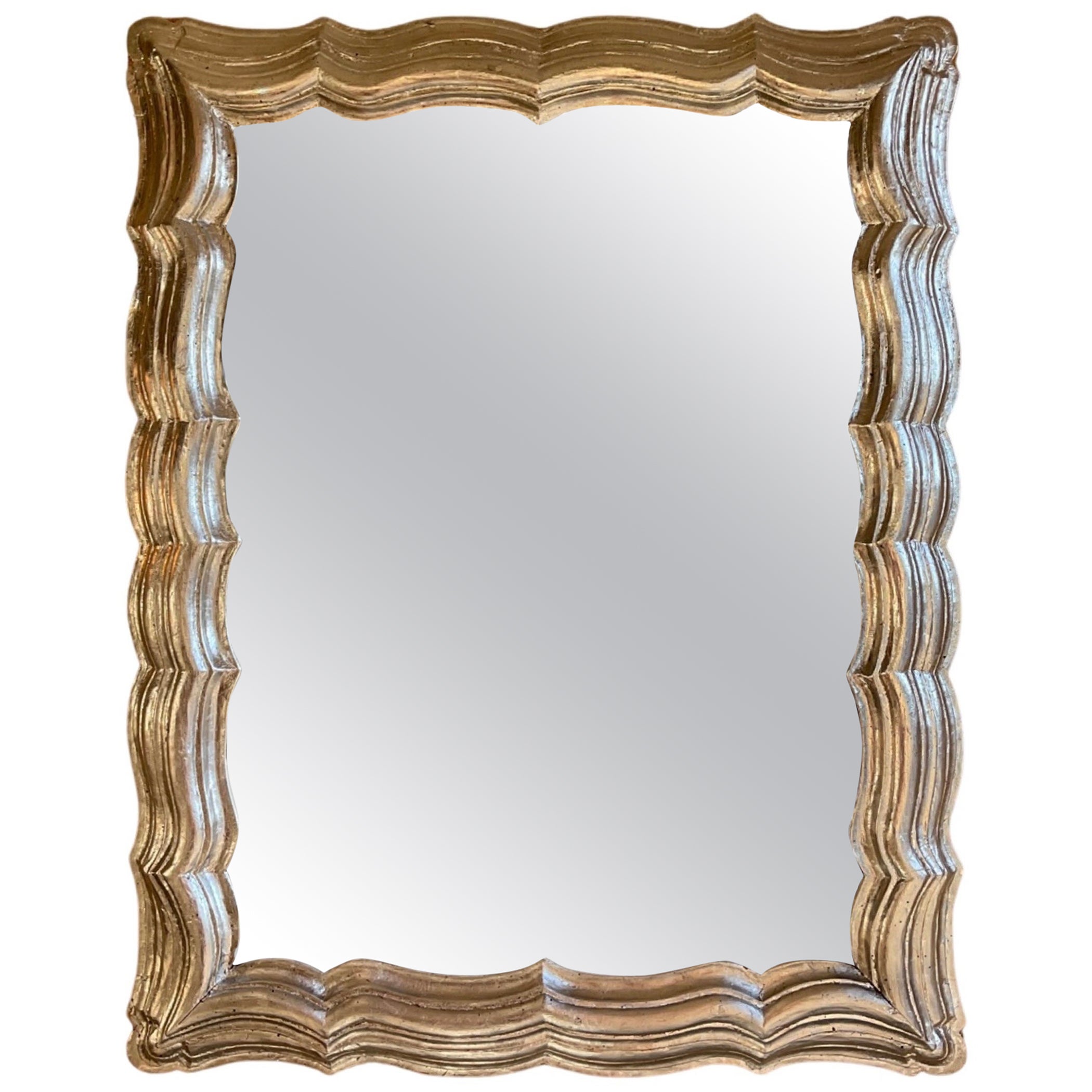 Französischer Eichenholz-Spiegel mit Blattsilber