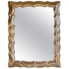 Antique French Silver Leaf Oakwood Mirror