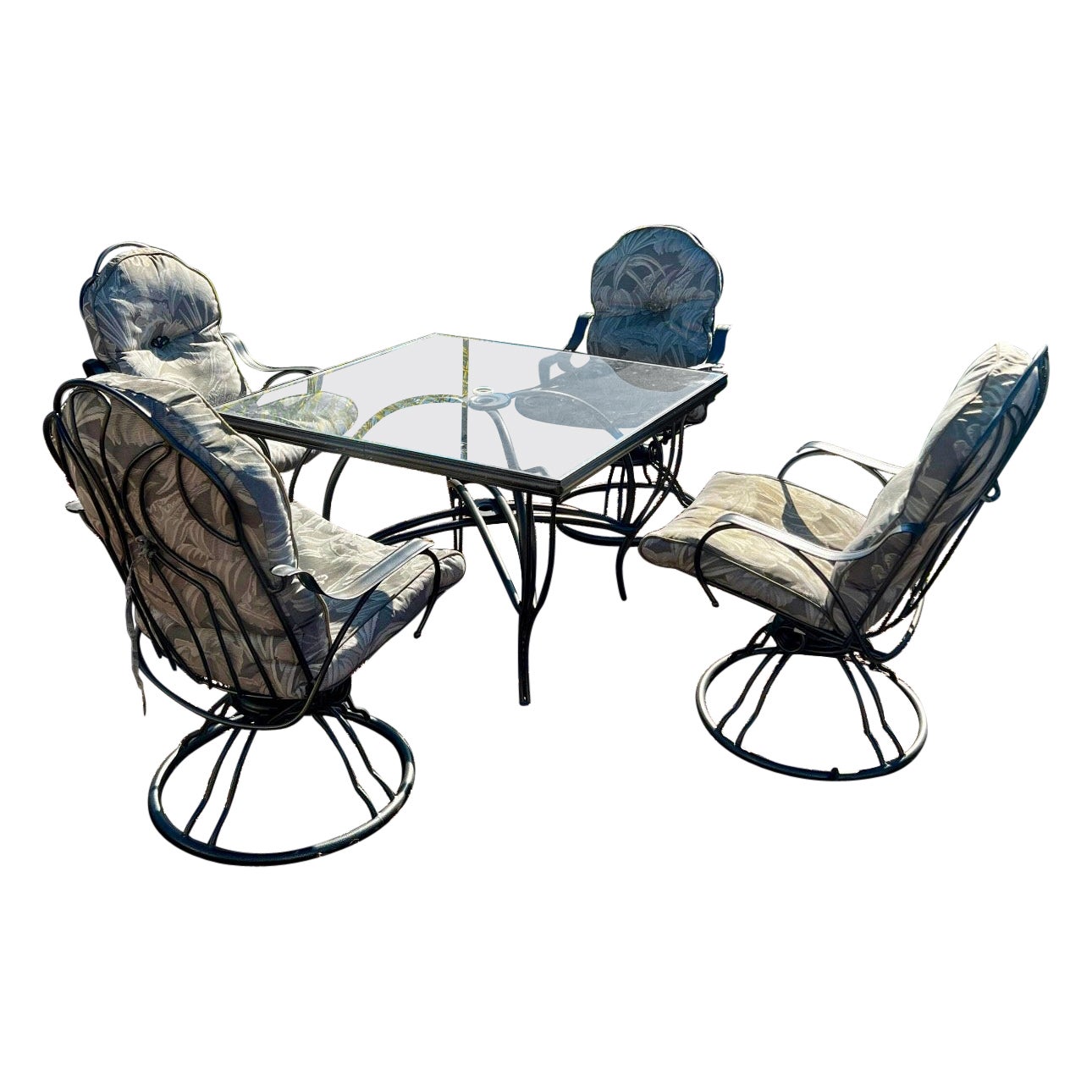 Collection Homecrest Liberty Garden, table carrée + 4 fauteuils à bascule pivotante   en vente