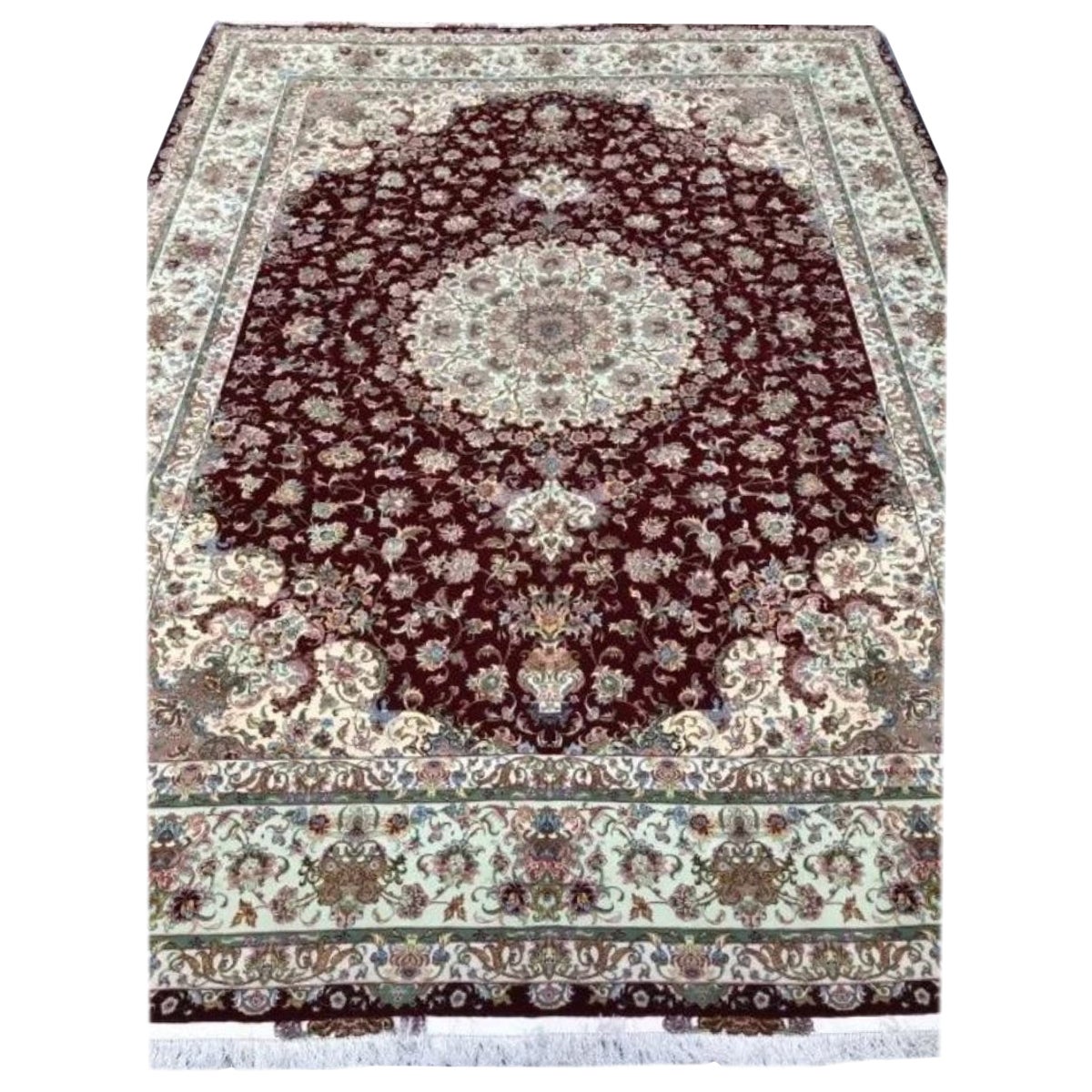 Very fine Persian Tabriz Silk & Wool Rug - 13.3' x 9.7' In Excellent Condition For Sale In Newmanstown, PA