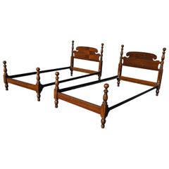Pair of 1940s Kindel Semi Post Twin Size Bed Frames