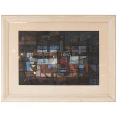 Midcentury Cubist Pastel on Paper, Signed and Framed