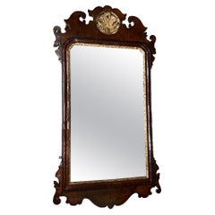George II Walnut & Parcel-Gilt Wall Mirror