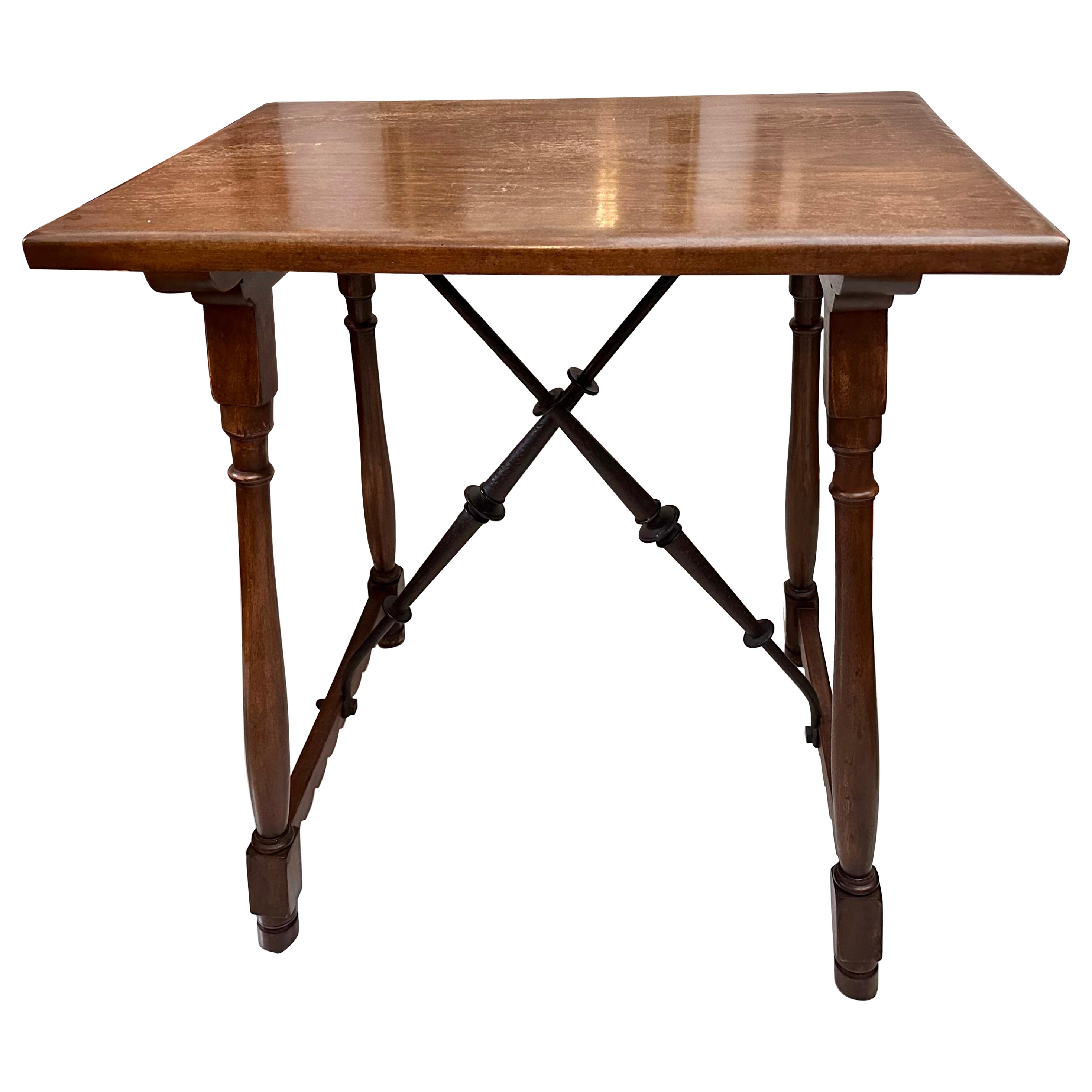Formations Furniture Iron & Walnut Trestle Console Table For Sale
