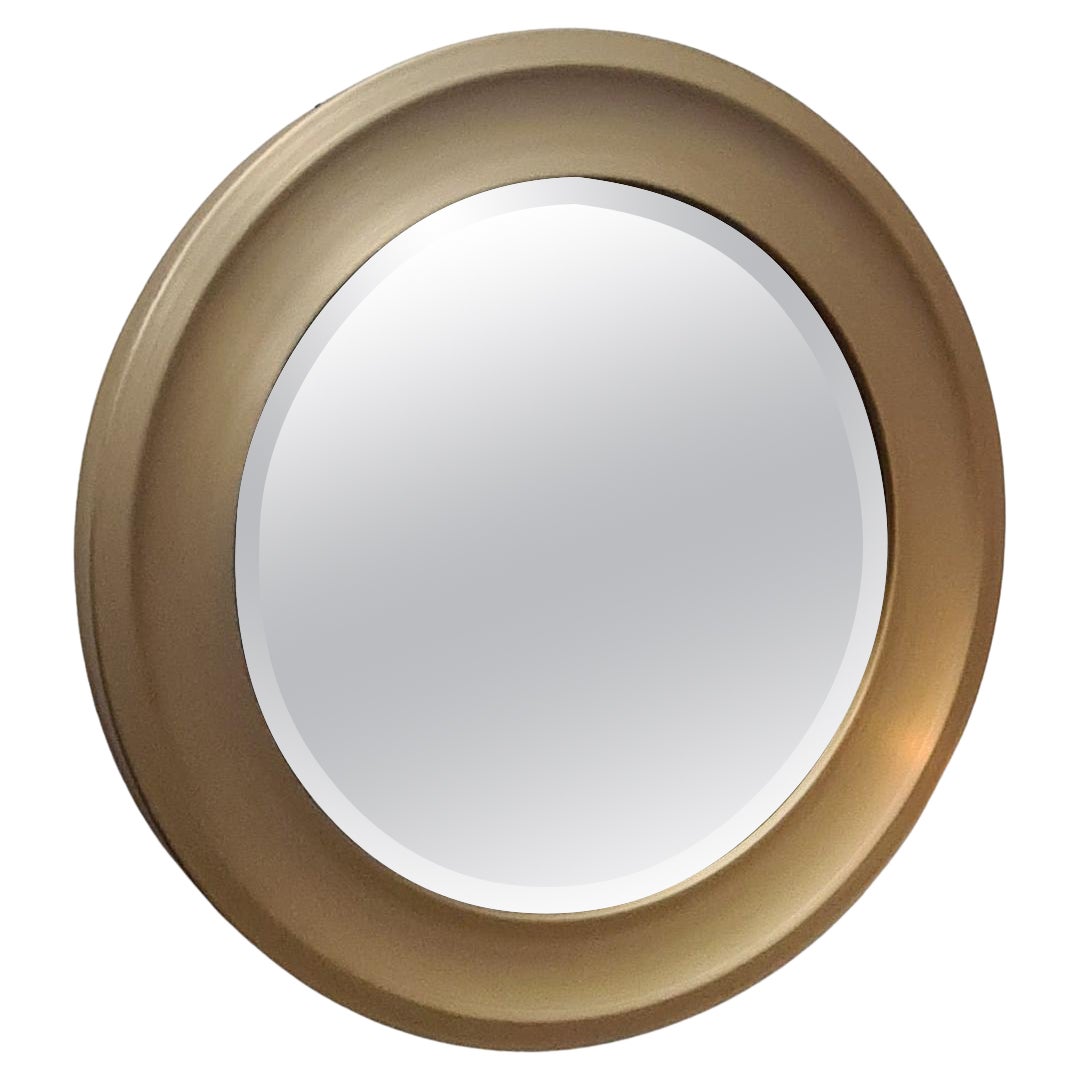 Sergio Mazza's mirror for Artemide in brushed gold-plated aluminum 1960s For Sale