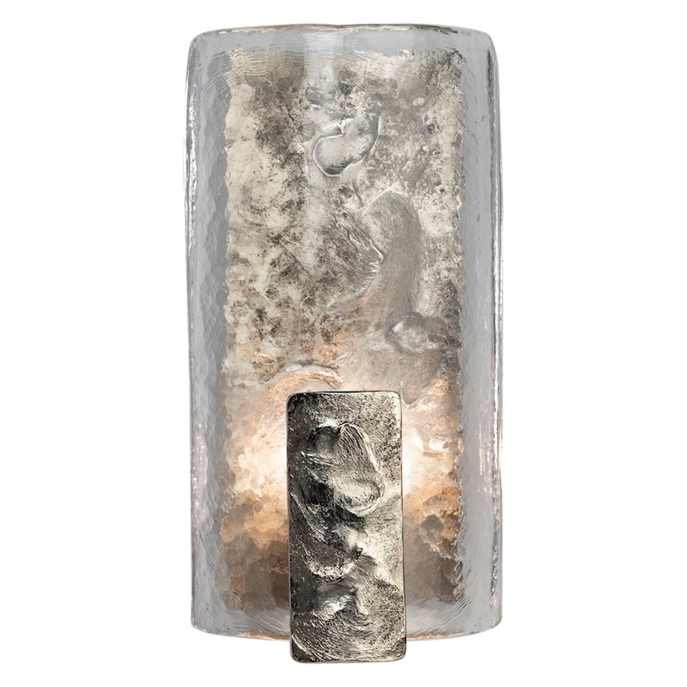 Darien Sconce - nickel plated cast bronze and Murano glass For Sale