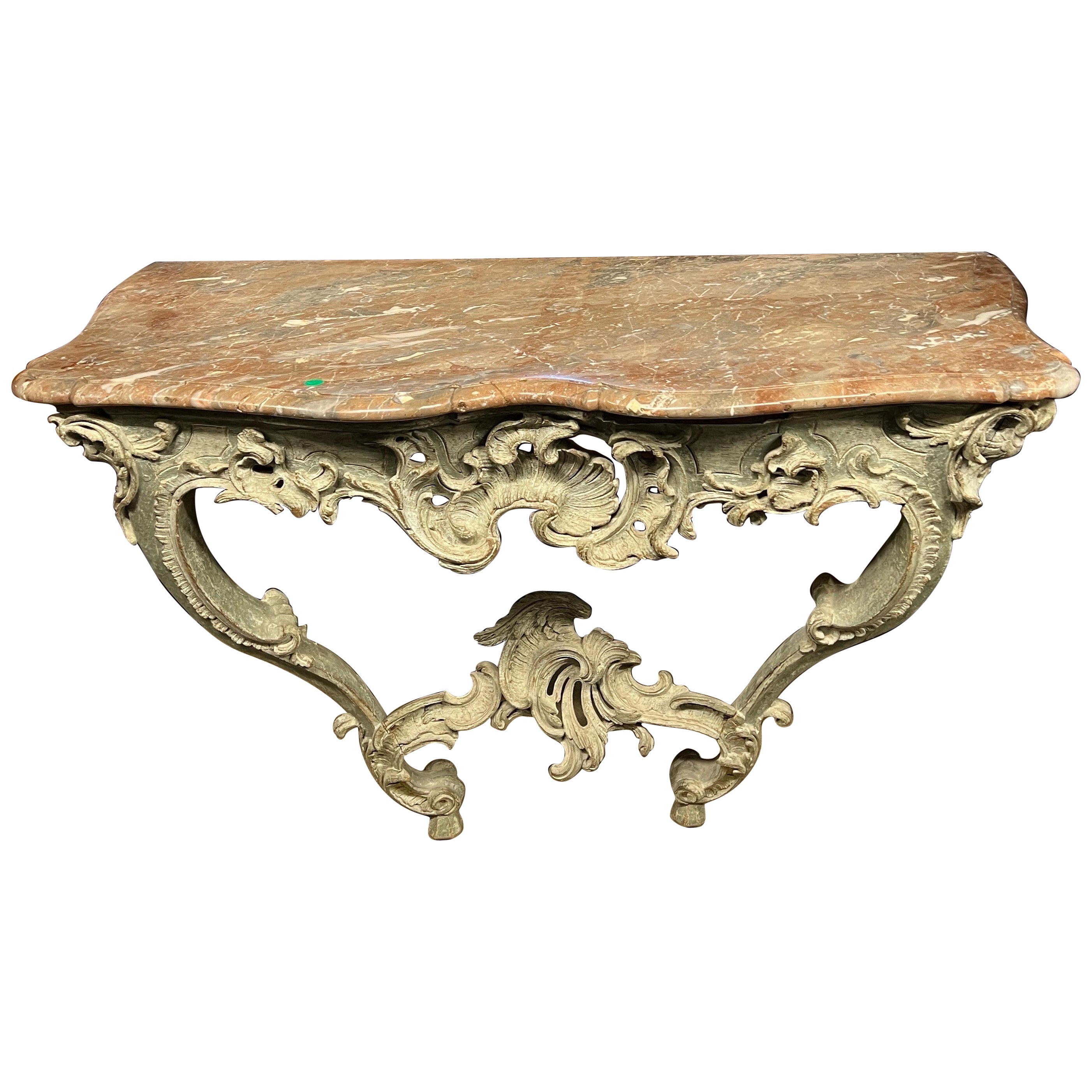 18th Century Italian Louis XV Wood Lacquered Ventian Console 1700 For Sale