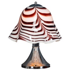 20th Century Italian Chrome & Venetian Glass Table Lamp, Murano c.1980