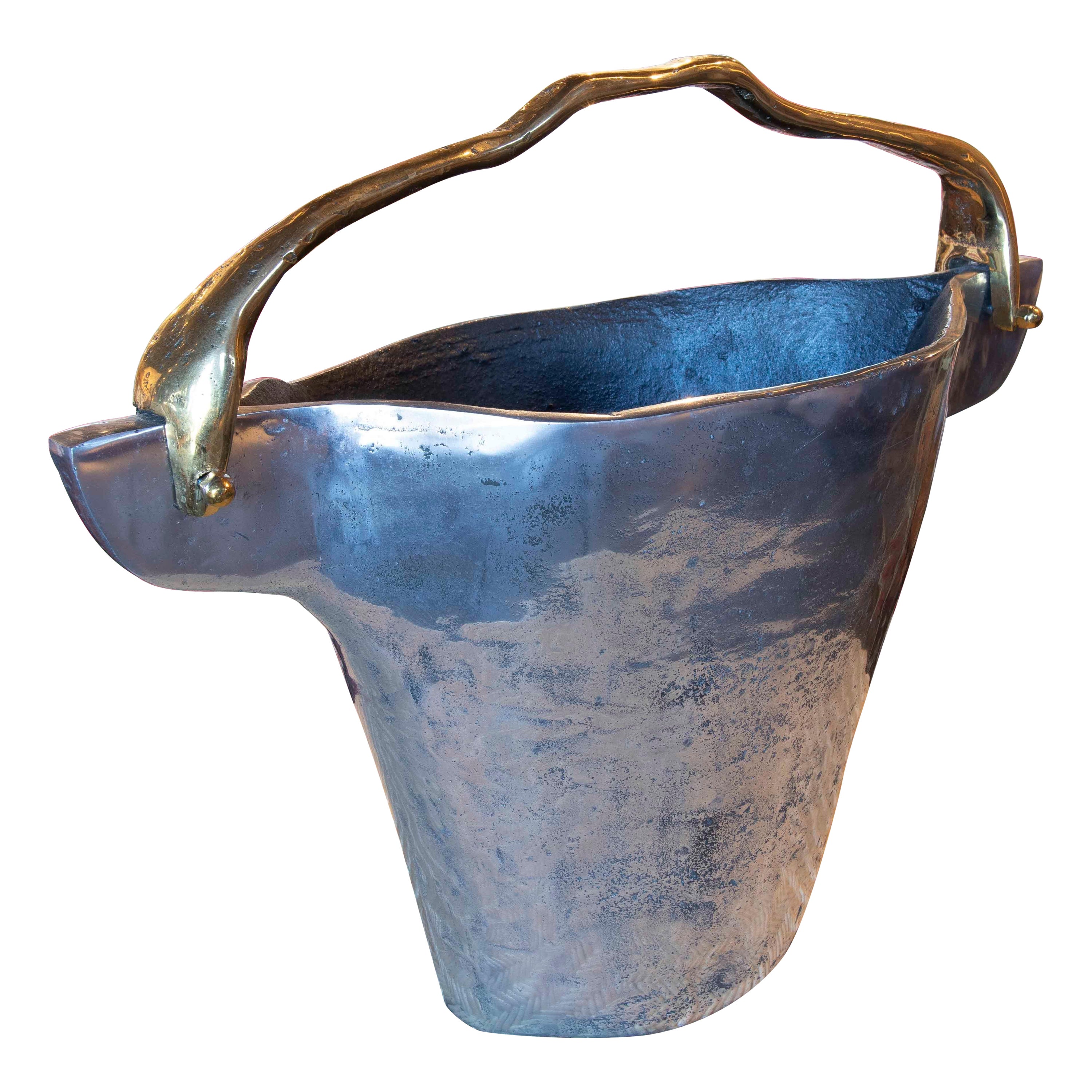 1980s Ice Bucket by the Artist David Marshall in Two-Coloured Bronze For Sale