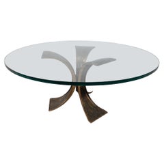 Mid-Century Modern Glass and Bronze Coffee Table, Italy, 1960s