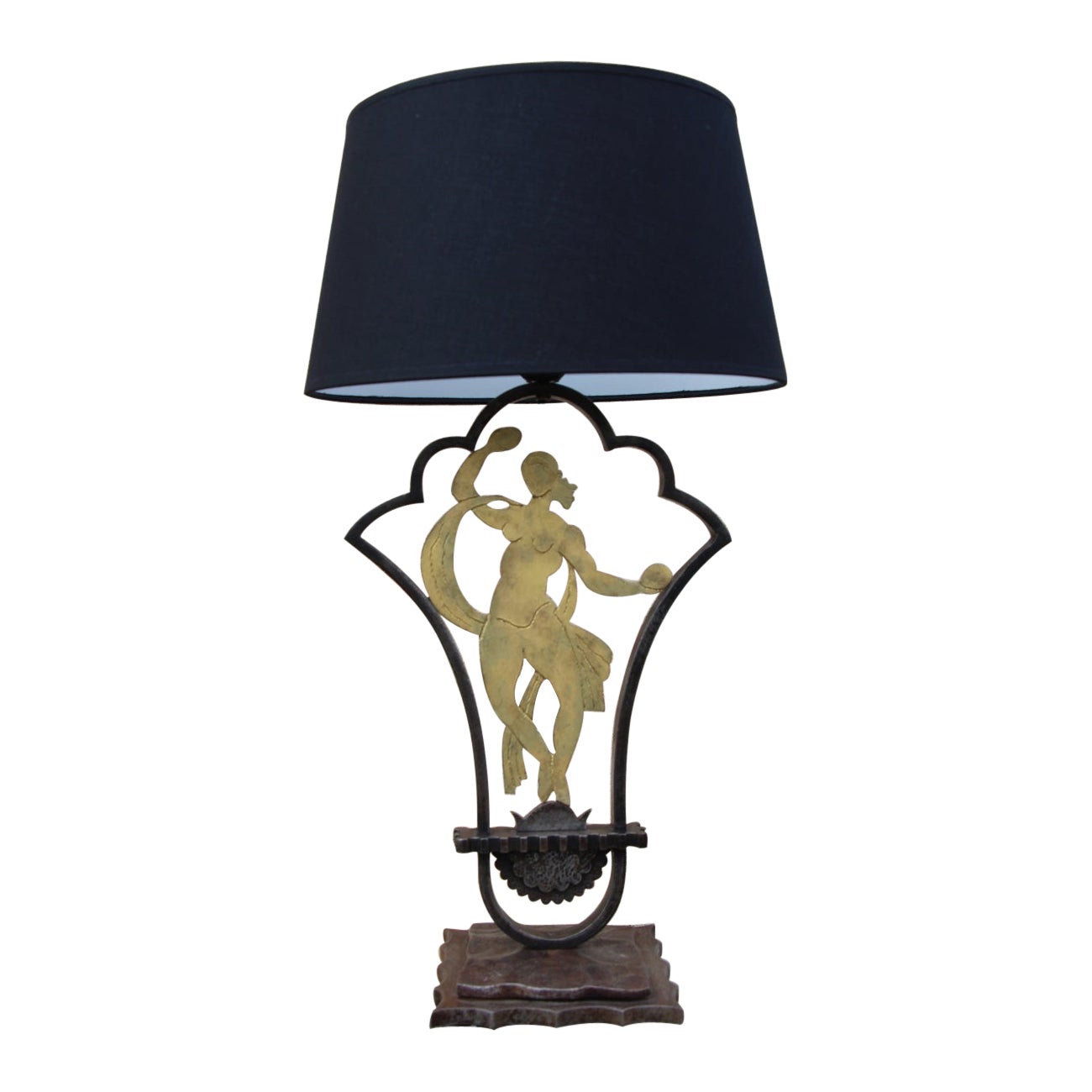 Lamp By Edgar Brandt In Art Deco Wrought Iron For Sale