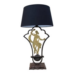 Vintage Lamp By Edgar Brandt In Art Deco Wrought Iron