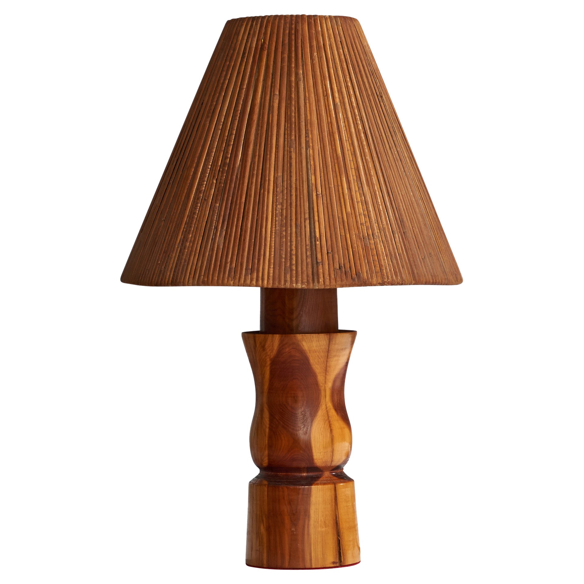 American Craft, Table Lamp, Hickory, Rattan, USA, 1950s For Sale
