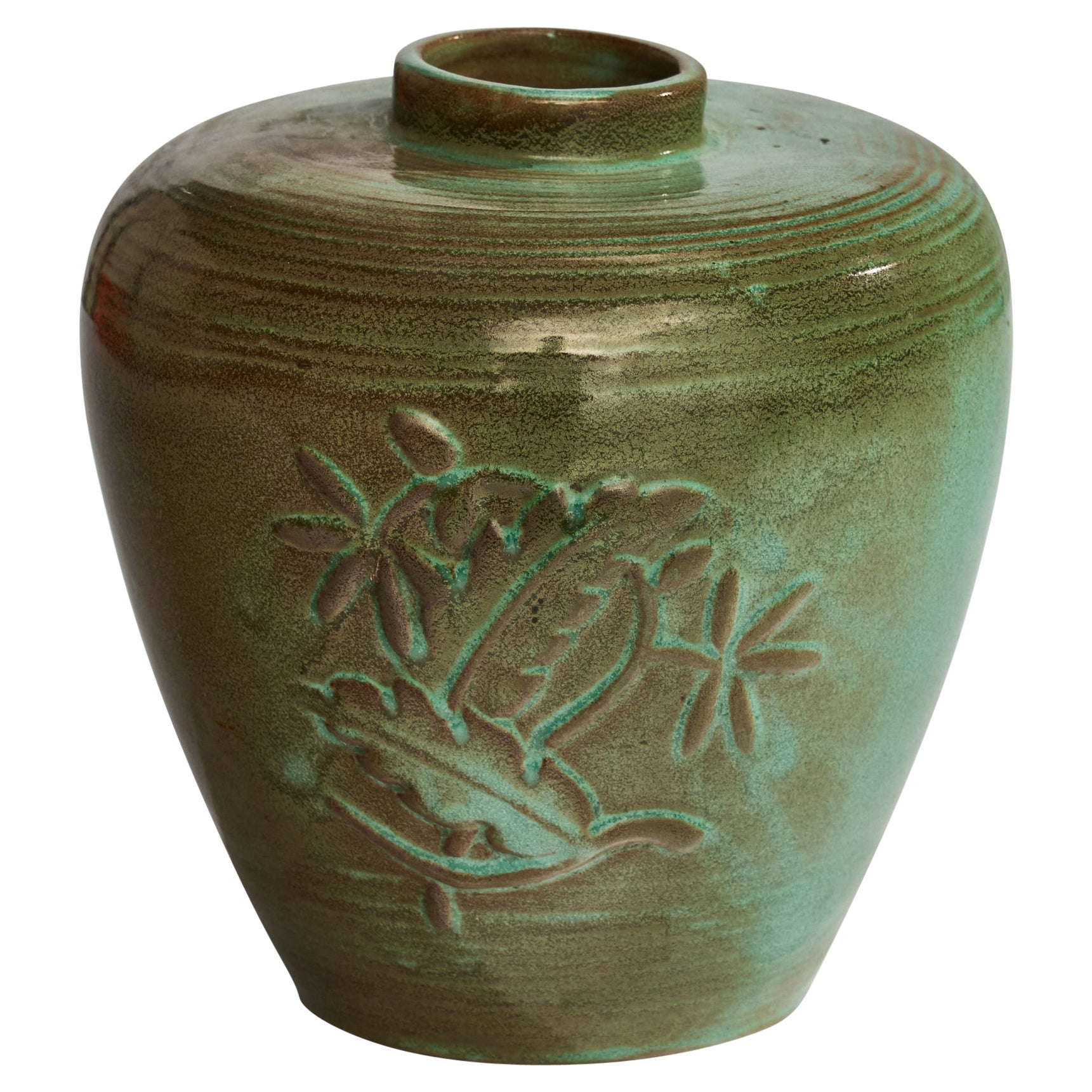Karl Svensson Attribution, Vase, Ceramic, Sweden, 1930s For Sale