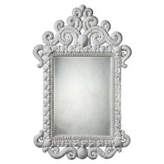A Large White Shell Pier Mirror