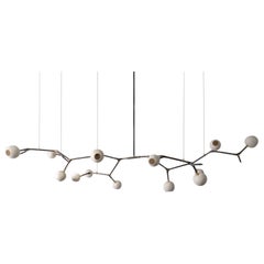 Organic Modern Light Fixture Vintage Finish Lost-Wax Bronze 13 Porcelain Globes