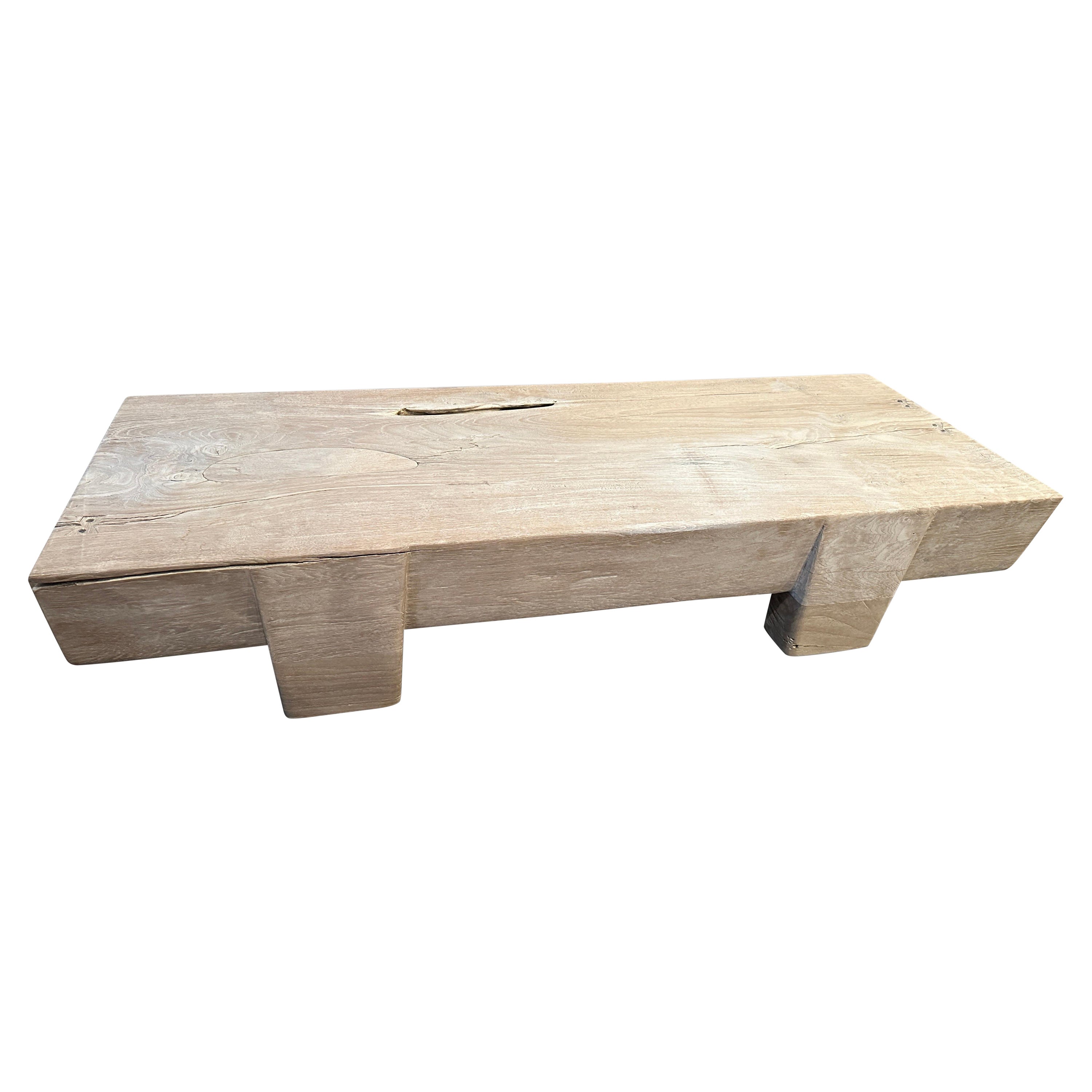 Andrianna Shamaris Century Old Teak Wood Coffee Table For Sale