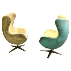 Early Model, Pair of Vintage Leather Danish Egg Chair, Arne Jacobsen, c. 1960